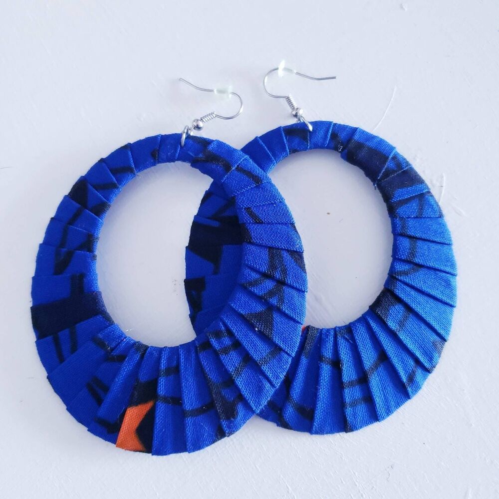 Fabric wrapped earrings, Ankara Hoop Earrings, Tribal earrings, African print ea